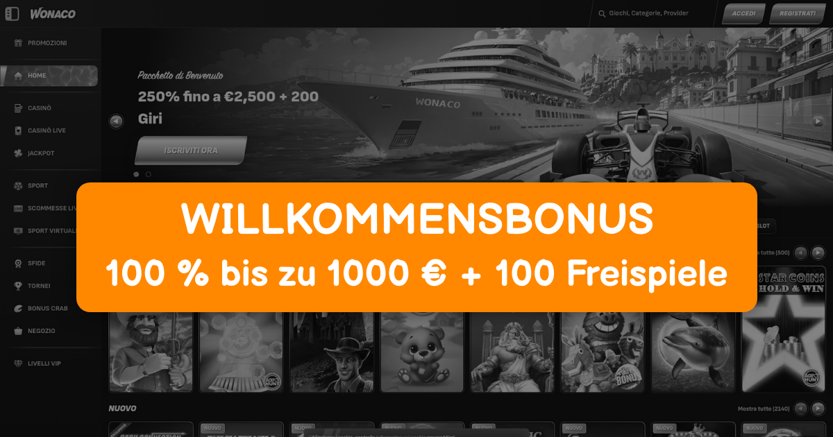 Wonaco Casino welcome bonus