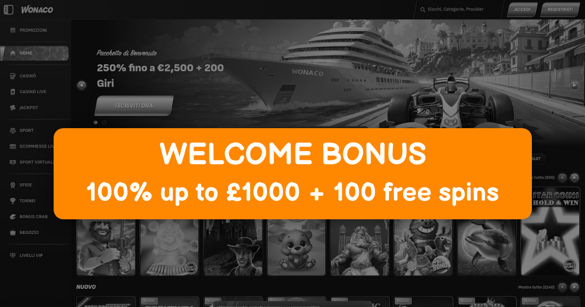 Wonaco Casino welcome bonus