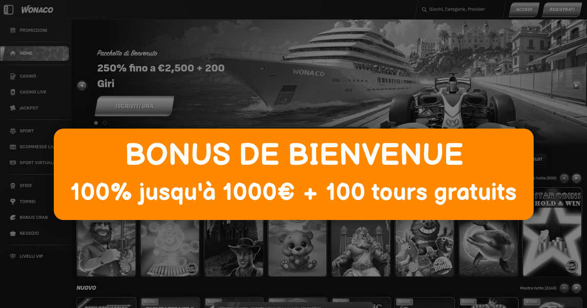 Wonaco Casino welcome bonus